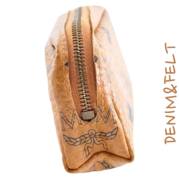 MCM Visetos Leather Brown Gold Logo Zip Coin Case/ Key Pouch | PRELOVED 🤎🤎 - Picture 4 of 7